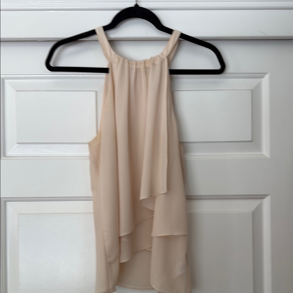 Naked Zebra Tan Asymmetrical Ruffled Halter Top